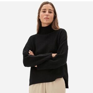 Everlane Black Mock Neck Cashmere Stroopwaffle Sweater small